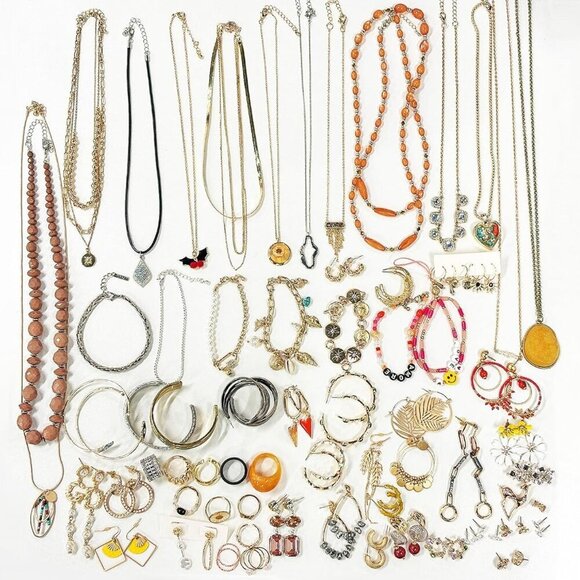 Jewelry Mystery Jar Silver Titanium Amethyst 50+ Eclectic Accessories - Picture 5 of 7